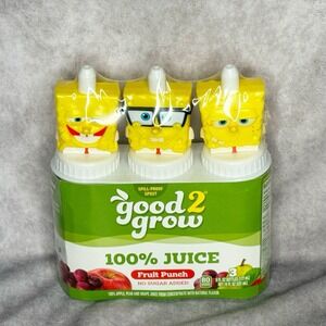 Good 2 Grow‎ Juice Topper SpongeBob Squarepants 3 Pack Fruit Punch New Sealed